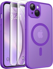Slim Shockproof Magnetic Case for iPhone 14, Translucent Matte, Neon Purple, Mag
