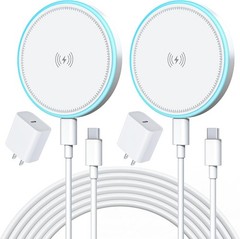 2 Pack 15W Wireless Fast Charging Pad with 20W Adapter for iPhone 17/16/15/14/13