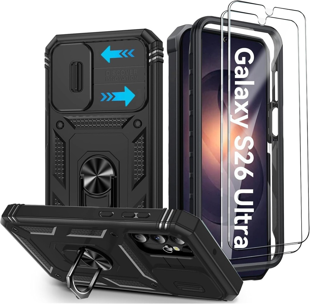Samsung Galaxy S26 Ultra 5G Case with Magnetic Kickstand & Camera Cover, Black