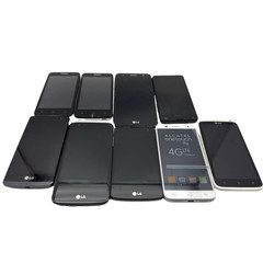 Lot of 9 Smartphones Alcatel Elevate LG K7 Leon Tribute Lumia 550 HTC One X READ