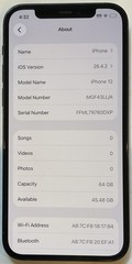 USED BLACK GSM UNLOCKED iPhone 12, 64GB A2172 MGF43LL/A WITH 89% BATTERY HEALTH