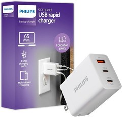 iPhone Charger Fast Charging, 65W USB C Charger, 3-Port GaN Charger Block, White