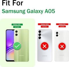 2PCS Case & Explosion-Proof Film for Galaxy A05 Black 3 in 1 Shockproof TPU Bump