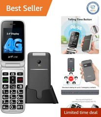 G3 Pro Grey – Senior-Friendly Unlocked Flip Phone w/ Speed Dial & Talking Clock
