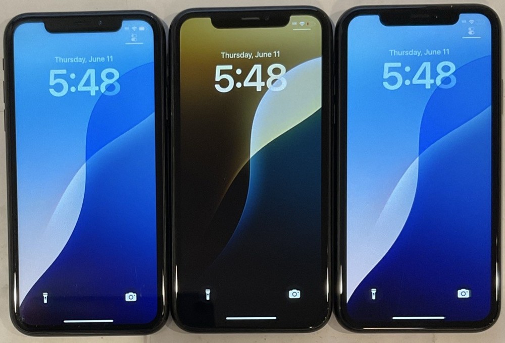 LOT OF THREE TESTED USED BLACK GSM UNLOCKED iPhone XR, 64GB A1984 MH3F3LL/A.