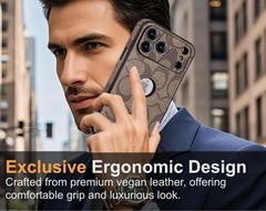 iPhone 17 Pro Max Case with Camera Lens Protector, Luxury Designer Leather Cover