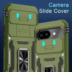 Olive Green Case for Google Pixel 10a with Slide Camera Cover & Screen Protector