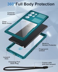 Rugged Waterproof Case for Samsung Galaxy S23 Ultra, IP68, Heavy Duty, Teal