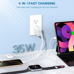 35W Apple iPhone 17 16 Pro Adapter 3Pack 4-Port Quick Charger Block USB C MultiP