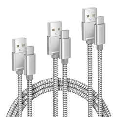 3 Pack USB A to Type C Fast Charger Adapter for iPhone 16 Plus, 1.5/3.3/6.6FT