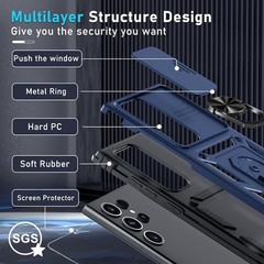Heavy Duty Blue Case for Samsung Galaxy S25 Ultra with Camera Slide Cover & Scre