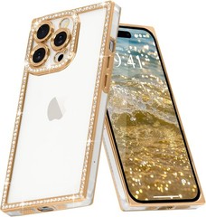 Clear Glitter Phone Case for iPhone 15 Pro Max, Luxury Bling Sparkly Diamond Cov