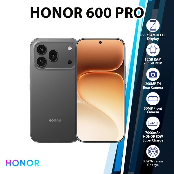 Honor 600 Pro 5G Android Cell Phone (BLACK/12GB+256GB/Dual SIM/Unlocked)