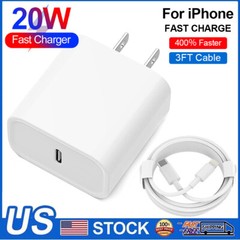 20W Fast Usb Adapter Wall Charger 3FT Cable For Apple iPhone 14 13 XPro Max Plus