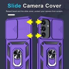 Samsung Galaxy S25 FE Case Built in Slide Camera Lens Cover + Screen Protector +