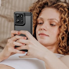 For Moto-G-2025 Case with Screen Protector, Shockproof Flexible TPU Rubber-Black