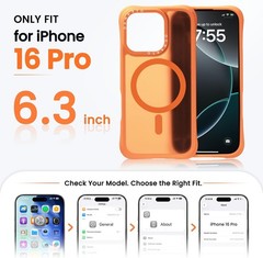 iPhone 16 Pro Case, Slim Matte Shockproof, 20FT Military Drop Protection, Magnet