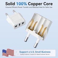 4 Pack European Travel Plug Adapter, US to Europe Plug Adapter, Type C Pin Adapt