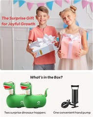 Giant Dinosaur Bouncy Toys 2 Pack with Pump, Ride-On Hopper for Kids 5+ Indoor/O