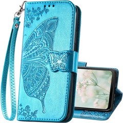 1. For Moto G Play 2024 Case Wallet, Blue Butterfly Emboss PU Leather Cover