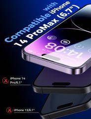 2 Pack Clear Tempered Glass Screen Protectors for iPhone 14 Pro Max 6.7&Prime; HD