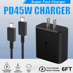 45W Fast Charger Wall Adapter Phone Type-C Cable for Samsung Galaxy S23 S22Ultra