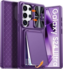 Wallet Case for Samsung Galaxy S24 Ultra, Purple, RFID Blocking, Card Holder, 20