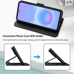 Samsung Galaxy A57 5G Wallet Case with Screen Protector Tempered Glass – Black