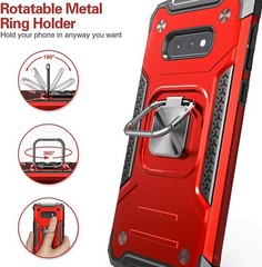 Samsung Galaxy S10e Case Kickstand Heavy Duty Protective PC+TPU Hard Cover RED