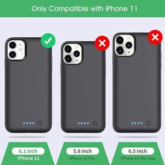 For iPhone 11 Battery Case, iPhone 11 6.1 inc,6800mAh Portable External ,Black