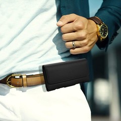 Holster for Galaxy Z Fold 7 6 5 4 3 2 Leather Pouch Belt Case with Clip – Black