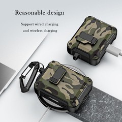Military Hard Shell Protective Cover for AirPods Pro 2nd Gen with Lock, Camo Gre