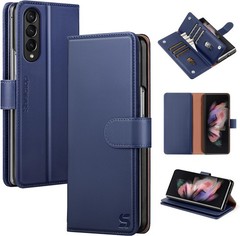 Samsung Galaxy Z Fold 3 Wallet Case with Card Holder, RFID Blocking PU Leather C