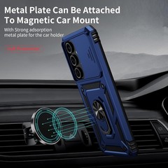 For Samsung Galaxy S25 Case with 1x Screen Protector, Ring Holder Kickstand,Blue