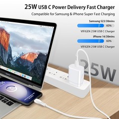 25W Fast Type-C Charger Block for Samsung Galaxy S21 S22 Z Flip 7 6FT