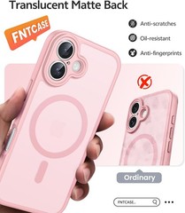 iPhone 16 Case: Translucent Matte Cases with Full Camera Protection – Light Pink