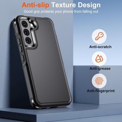 Heavy Duty Shockproof Case for Samsung Galaxy S22, Military Drop Protection, Bla