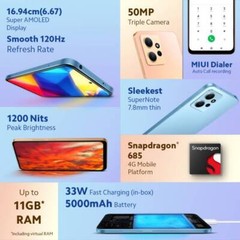 Xiaomi Redmi Note 12 4G Factory Unlocked DUAL SIM 6GB RAM Global Version-BLUE
