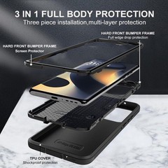 for Motorola Edge 2022 Case with Tempered Glass Screen Protector Black