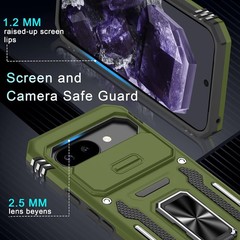 Olive Green Case for Google Pixel 10a with Slide Camera Cover & Screen Protector
