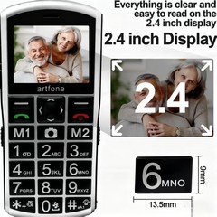 New – artfone A400 Big Button Cell Phone for Seniors, 4G LTE Unlocked (Silver)
