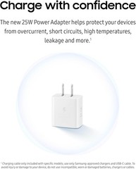 25W USB-C Fast Wall Charger for Galaxy Devices with Cable