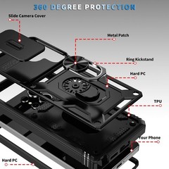 Samsung Galaxy S26 Ultra 5G Case with Magnetic Kickstand & Camera Cover, Black