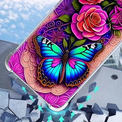 Case for Moto G Power 5G 2024, Blue Butterfly Flowers Rose Drop Protection Cover