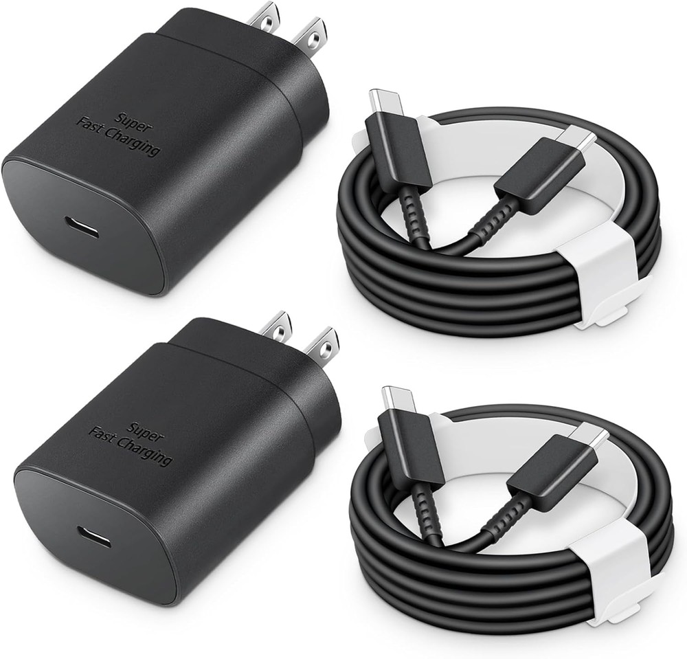 25W USB-C Fast Charger Block with C-to-C Cable for Galaxy S24/S23/S22, Pixel 8/7