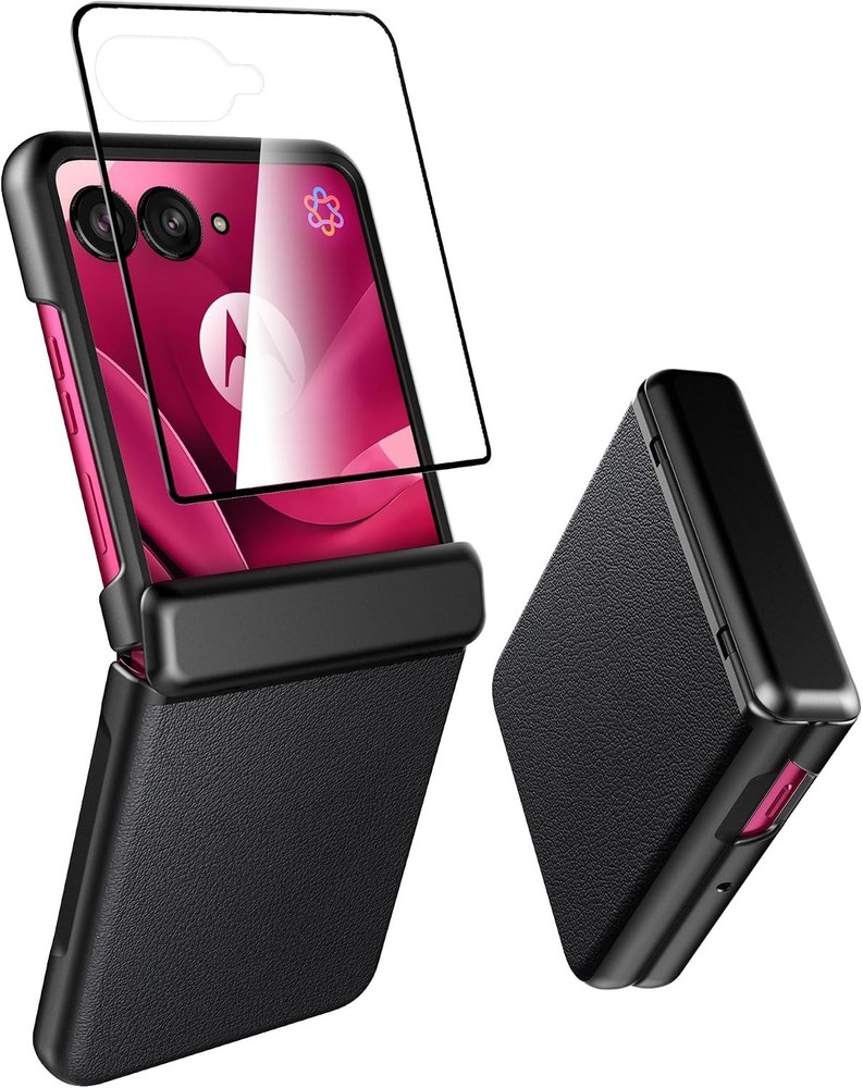 For Motorola Razr Ultra 2025/2026 Case, Slim Cover, PU Leather Back, Black
