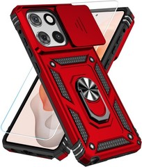Red Military-Grade Phone Case for Motorola Moto G Stylus 5G 2025/2026 with Kicks