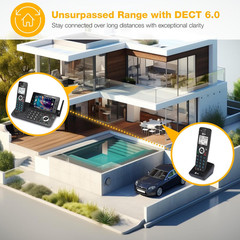 2-Handset DECT 6.0 Cordless Home and Business Phone with Answering Machine, 5&Prime; C