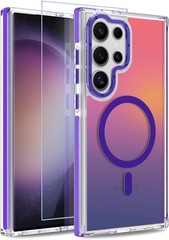 Magnetic Case for Samsung Galaxy S23 Ultra Slim Translucent Matte Purple Design