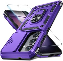 Samsung Galaxy S25 FE Case Built in Slide Camera Lens Cover + Screen Protector +